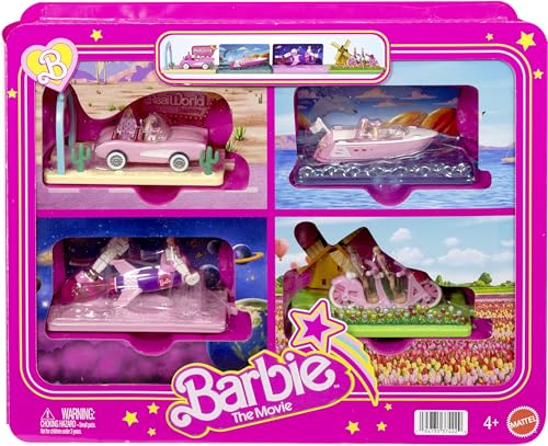 Barbie Mini Land The Movie Vehicle Collection, Includes 8 1.5-inch Dolls & 4 Vehicles Inspired by The Film (Amazon Exclusive)