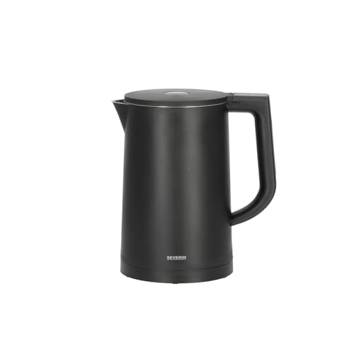 (-47%) SEVERIN Cool-Touch Wasserkocher, doppelwandiger Wasserkocher, farbige LED-Temperatur-Rückmeldung im Griff, mit Warmhaltefunktion und Abschaltautomatik, schwarz, 1,7 L Kapazität, 2.200 W, WK 3484