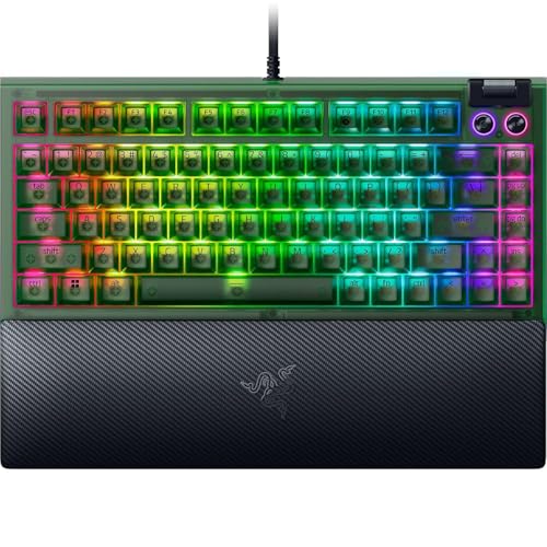 🔥 STARKER PREIS (-64%) Razer BlackWidow V4 75% Phantom Green Edition - Hot-swap-fähige mechanische Gaming-Tastatur (Orange Tactile Switches, Medienrolle mit 2 dedizierten Medientasten) US Layout | Phantom Green