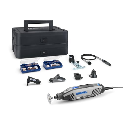 🔥 STARKER PREIS (-42%) Dremel 4250 Multitool 175W, variable Drehzahl 5.000-35.000 U-min, Multitool-Kit mit 6 Aufsätzen, 1 Dremel BOX, 128 Zubehörteile zum Schneiden, Gravieren, Schleifen, Schärfen, Bohren, Fräsen