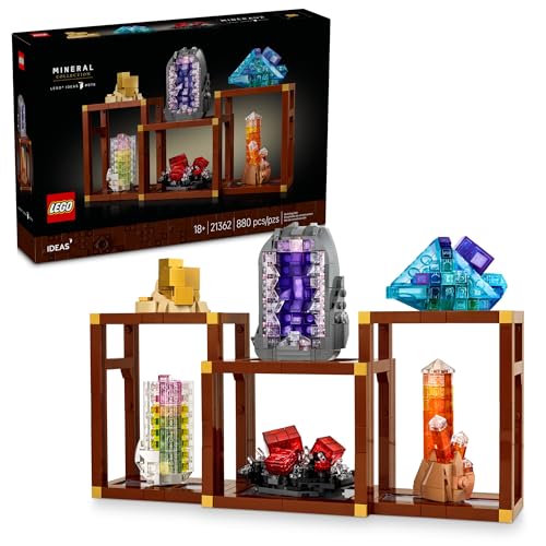 LEGO Ideas Mineral Collection Building Set for Adults, Ages 18+ - Bedroom or Office Decor with 3 Display Shelves - Uniqu