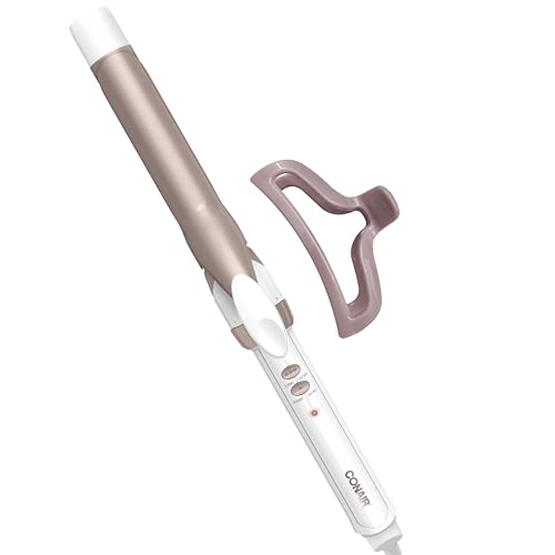 Conair Double Ceramic 1-Inch Curling Iron with Claw Clip, 1-Inch Barrel Creates Classic Curls, Hair Curler for Use on Short, Medium, and Long Hair, White/Rose Gold