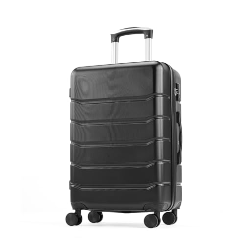 OLIXIS Central Hardside Expandable Luggage with Spinner Wheels, Black, 24 in