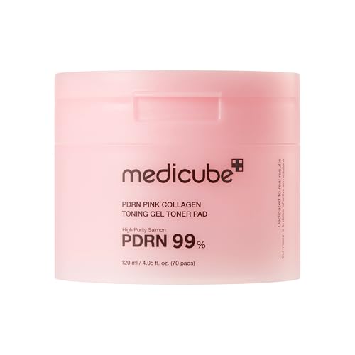 medicube Salmon DNA PDRN Pink Collagen Jelly Pad | Korean Gel Toner Pads with Niacinamide, Madecassoside, Retinol | Soothing, Radiance & Uneven Skin Tone | Korean Skin Care | 70Pads