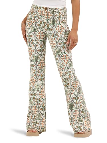 Wrangler Women's High Waisted Fierce Flare Jean, Vintage Garden, 10-32