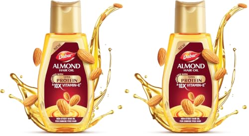 Dabur Almond Hair Oil - 500ml | Provides Damage Protection | Non Sticky Formula | For Soft & Shiny Hair | With Almonds, Keratin Protein, Soya Protein 