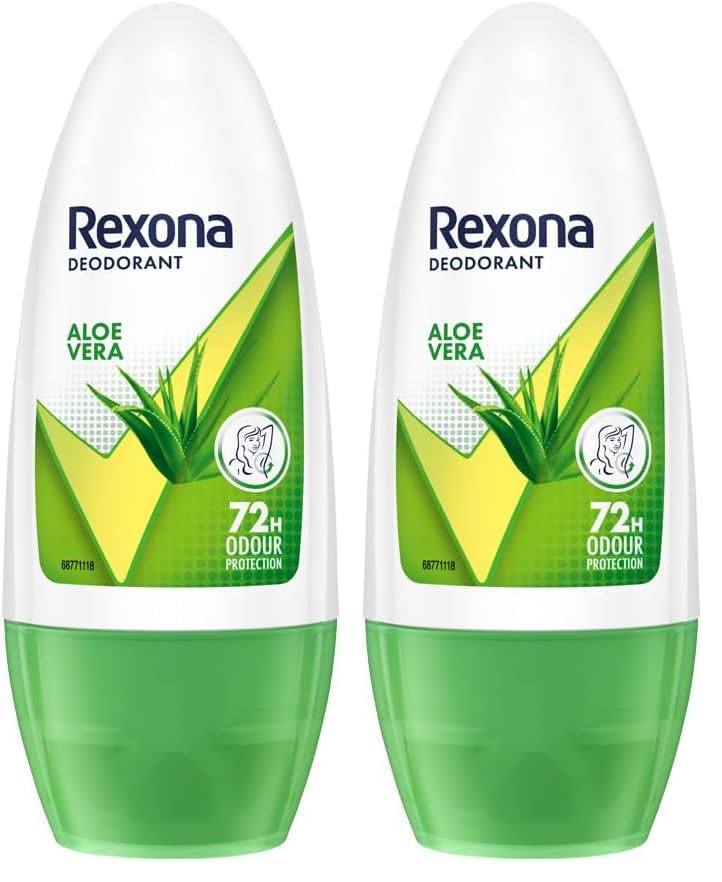Rexona Aloe Vera Underarm Roll On Deodorant For Women, Antiperspirant, Removes Odour, Keeps Skin Fresh & Clean, Alcohol Free, Skin Friendly, 50 ml (Pa