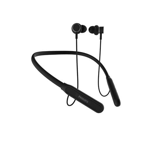 Philips TAN1150BK/94 Wireless Neckband with 60 Hr Playtime, Fast Charging, 13mm Deep Bass Drivers, AI ENC Mic, Multipoint Connectivity, Bluetooth v5.3