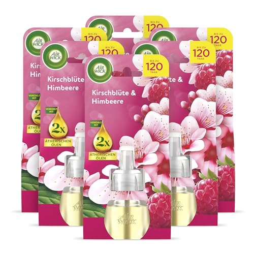 (-22%) Air Wick Duftstecker Nachfüller – Duft: Kirschblüte und Himbeere – Fruchtig-floraler Raumduft für die Steckdose – 6x 19ml Duftölflakon-Nachfüller