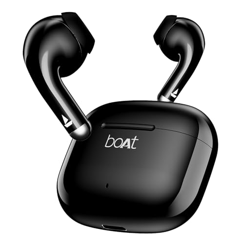 boAt Airdopes 101v2, 35H Battery, ENx Tech, 13mm Drivers, ASAP Charge, Flex-Fit Ear Tips,Stream Ad Free Music via App Support, Bluetooth Earbuds, TWS 
