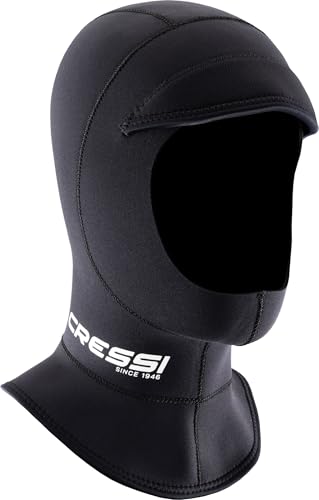 Cressi Guardian Peaked Hood Unisex 2mm L/4 - Hood with 2mm Double Lined Neoprene Visor, Designed for Surface Water Sports, Black, L/4, Unisex