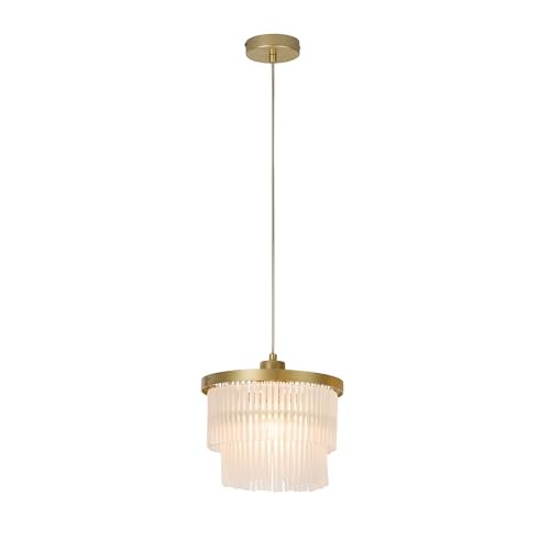 Lexi Lighting Greer Chandelier Light, Dia 25cm, 1 Light Stylish Gold Metal Tiered Frosted...
