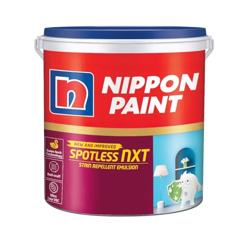 Nippon Paint Spotless NXT Premium Interior Emulsion Paint(20L, White, Soft Sheen)-Ultra Low VOC, Swan-back Stain Repellent Technology Safe for Kids-For Bedrooms, Kids, Dining, Living Rooms-20 Liter