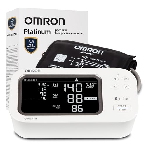OMRON Platinum Blood Pressure Monitor for Home Use & Upper Arm Blood Pressure Cuff - #1 Doctor & Pharmacist Recommended Brand - Clinically Validated - AFib Detection - Connect App