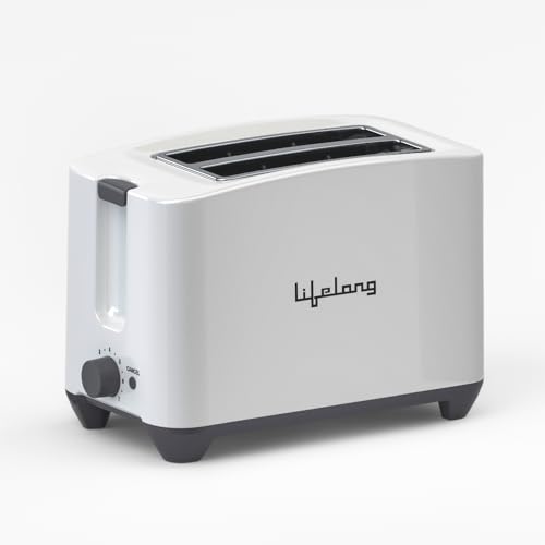 Lifelong Bread Toaster 2 Slice | Auto-Cut-Off | Self-Centering for Even Toasting | Removable Crumb Tray | High Rise Carriage Handle |Pop-Up Toaster | 