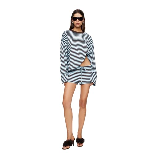 Lioness Women's Bloom Long Sleeve Tee, Chocolate Sea Stripe, XS