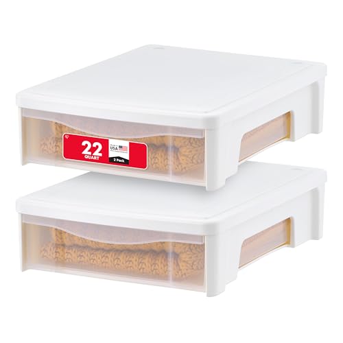 IRIS USA 22-quart under-bed storage bins 2-pack with sliding drawers