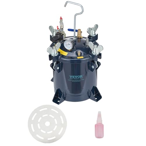 VEVOR Spray Paint Pressure Pot Tank, 10L/2.5gal 70PSI Max Air Paint Pressure Pot, with Metal Rack and Leak Repair Sealant, for Spray Painting and Resin Crafting, Industry Home Decor Automotive