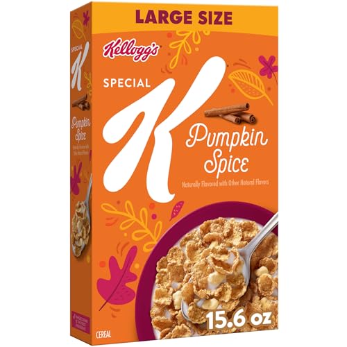 Kellogg’s Special K Breakfast Cereal, Fiber Cereal, Large Size, Pumpkin Spice, 15.6oz Box (1 Box)