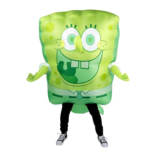 SpongeBob SquarePants Ghost SpongeBob Official Adult Inflatable Halloween Costume - Inflatable Jumpsuit with Built-In Fan and Battery Box