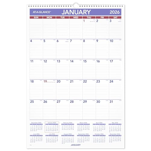AT-A-GLANCE 2026 Wall Calendar, 15-1/2" x 22-3/4", Large (PM32826)