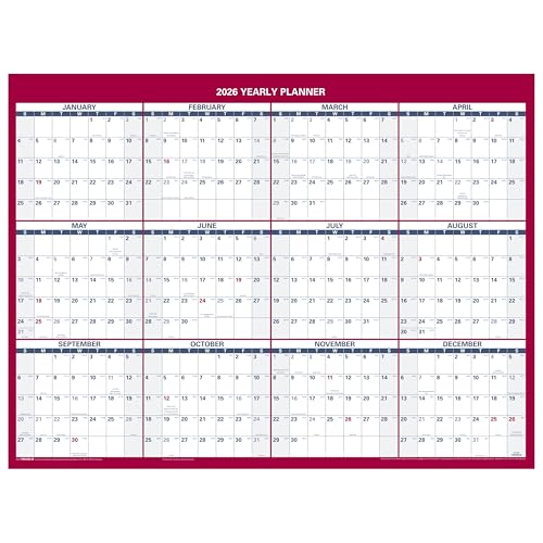 AT-A-GLANCE 2026 Erasable Calendar, Dry Erase Wall Planner, 12" x 16", Small, Vertical-Horizontal, Reversible, Compact (PM330B2826)