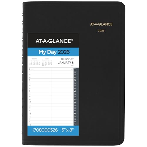 AT-A-GLANCE 2026 Appointment Book Planner, Daily, 5" x 8", Small, Quarter-Hour, Black (708000526)