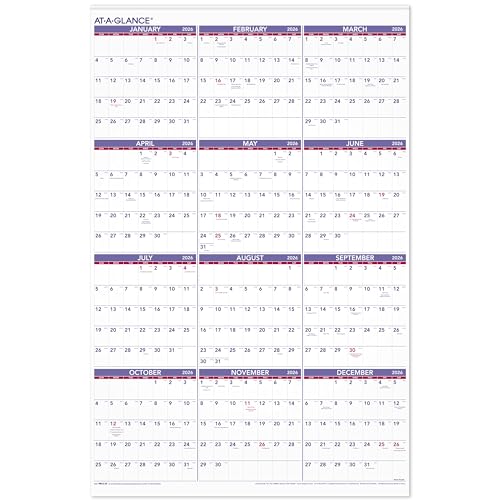 AT-A-GLANCE 2026 Wall Calendar, Monthly, 24" x 36", Extra Large, Paper (PM122826)