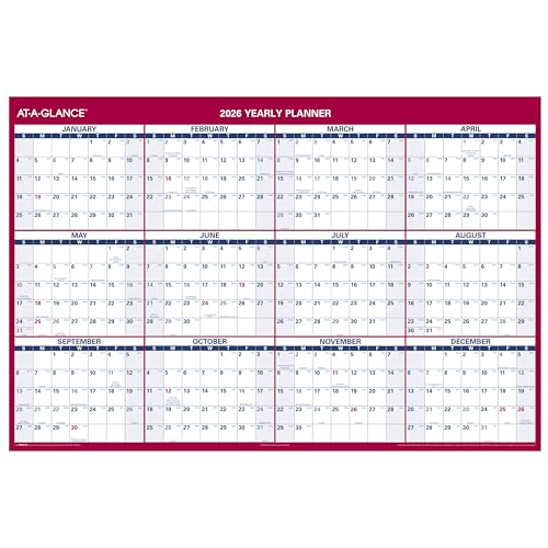 AT-A-GLANCE 2026 Erasable Calendar, Dry Erase Wall Planner, 48" x 32", Extra Large, Vertical-Horizontal, Reversible (PM3262826)
