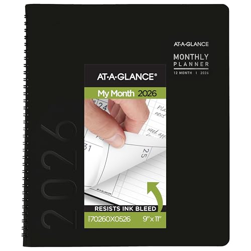 AT-A-GLANCE 2026 Planner, Monthly, 9” x 11”, Large, Contemporary, Black (70260X0526)