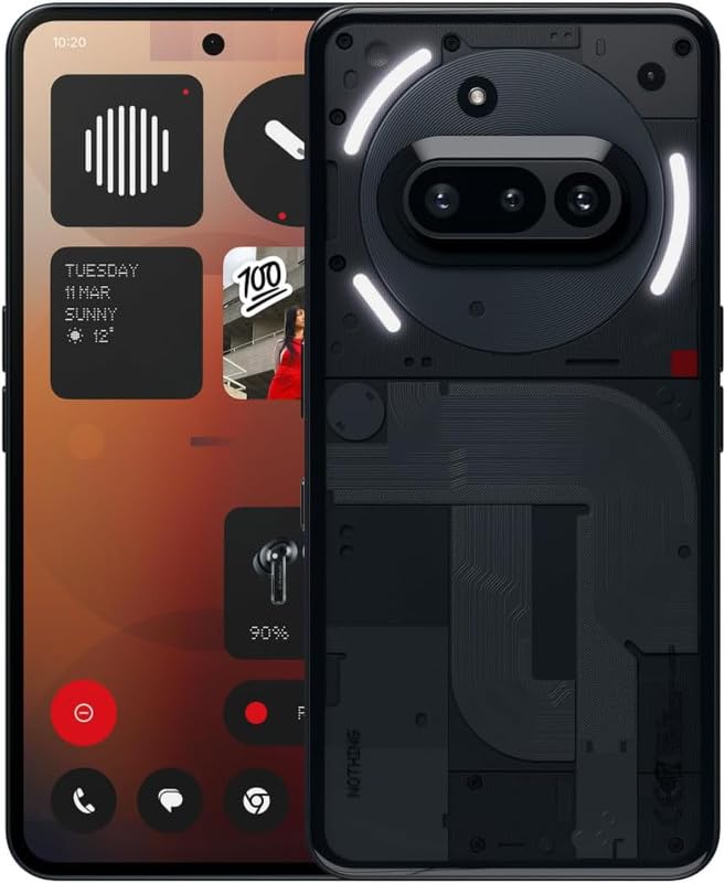 Nothing Phone (3a) Smartphone, 6.77" 120Hz AMOLED Display, 50MP Triple Camera System, Snapdragon 7s Gen3 Processor, Bluetooth 5.4, IP64 Waterproof, 5000mAh,Dual Nano-SIM, Android 15, 8+128GB Black