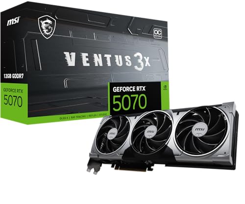 msi Gaming RTX 5070 12G Ventus 3X OC Graphics Card (12GB GDDR7, 192-bit, Extreme Performance: 2557 MHz