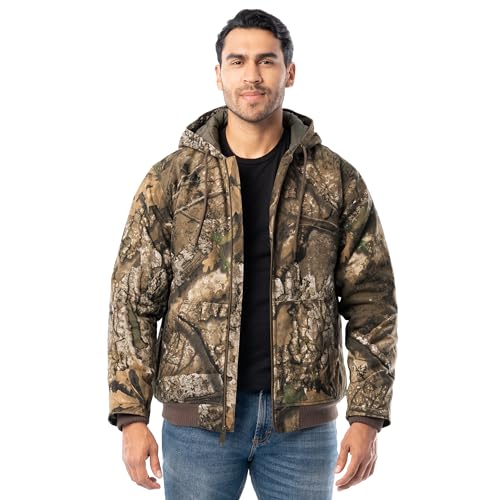 Realtree Men's Insulated Duck Quilted Lined Full Zip Hoodie, Realtree APX, X-Large