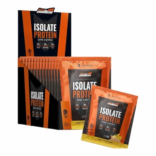 Proteína Isolada New Millen, 30g, Pack com 15 Unidades | Sabor Pêssego e Manga, Display