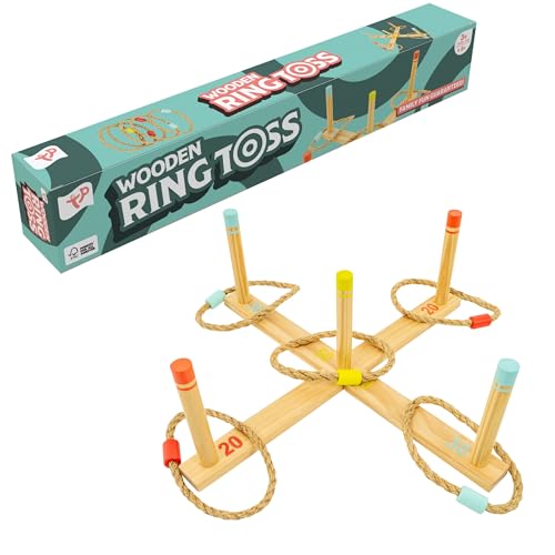 TP Toys Wooden Ring Toss Game FSC Outdoor Fairground Game for Kids Ages 3+ Fun 2-4+ Player Classic Ring Toss Game for Indoor or Outdoor Play