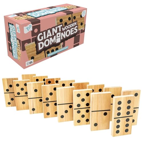 TP Toys Giant Wooden Dominoes Outdoor Family Game for Kids Ages 3+ with 28 Hand-Crafted Premium Tiles for Indoor or Outdoor Play made with FSC Wood