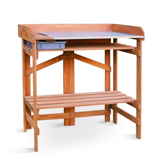 northbeam Large Folding Soil Collection Bin Potting Bench, Cedar ToneLarge Repotting Mat for Plant Transplanting and Me
