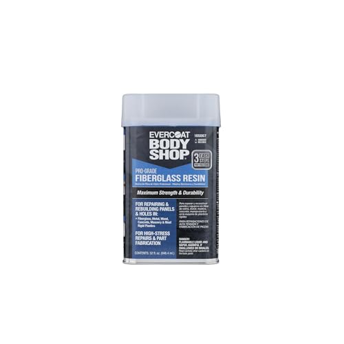 Evercoat Body Shop 105007 Pro-Grade Fiberglass Resin for Repairing and Rebuilding Panels & Holes in Fiberglass, Metal, Wood & More, Easy Mix Hardener Included 32 Fl Oz.