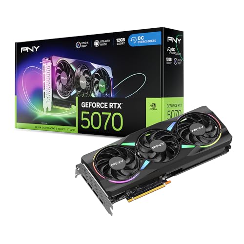 PNY NVIDIA GeForce RTX™ 5070 Epic-X™ ARGB OC Triple Fan, Graphics Card (12GB GDDR7, 192-bit, Boost Speed: 2685 MHz, SFF-Ready, PCIe® 5.0, HDMI®/DP 2.1, 2.4-Slot, NVIDIA Blackwell Architecture, DLSS 4)