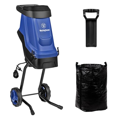 Westinghouse 1.7-Inch 15 Amp Corded Electric Mulcher Chipper Shredder with 12 Gallon Collection Bag for Easy Cleanup Ide
