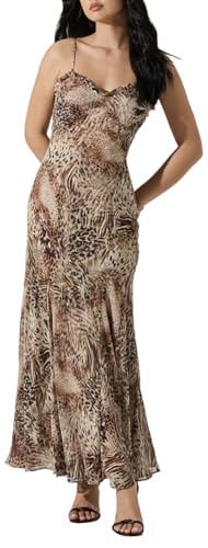 ASTR the label Women's Maeryn Dress, Taupe Brown Leopard, S