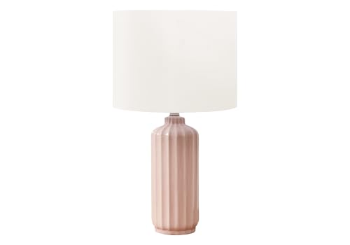 Monarch Specialties I 9871 Lighting, 23" H, Table Lamp, Pink Ceramic, Ivory/Cream Shade, Contemporary, ModernLuvkc