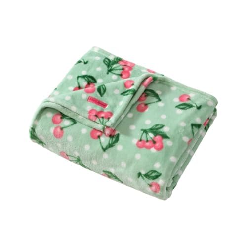 Betsey Johnson - Blanket, Buttery-Soft Throw Blanket for Couch or Bed, Boldly Plush & Oversized Bedding, Halloween Decor (Cherry Dots Green, 50" x 70")