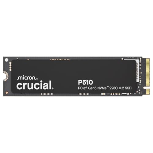 (-20%) Crucial P510 SSD 1TB M.2 NVMe PCIe 5.0 x4 Gen5, bis zu 11.000 MB/s Lesen, 9.500 MB/s Schreiben, für Laptop und Desktop PC, TLC NAND, Interne Festplatte - CT1000P510SSD8-01