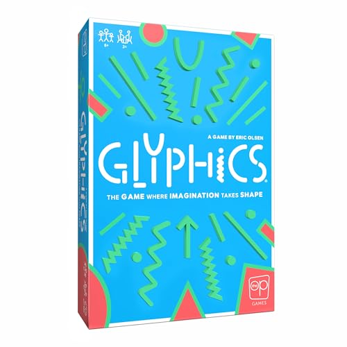 USAOPOLY Glyphics, Creative Family Party Game, Use Shapes and Get Everyone to Guess The Words on Your Card, Fast & Fun Guessing Word Game for Families, Friends & Game Nights, 3+ Players, Ages 8+