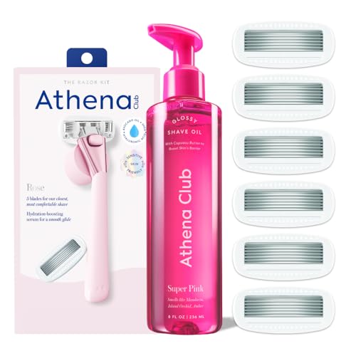Athena Club Women's Razor Shave Kit, 5-Blade Cartridge Razor for Sensitive Skin, Serum-Infused Blades with Shea Butte...