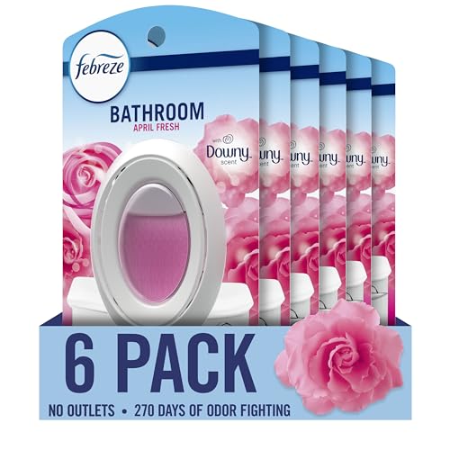 Febreze Bathroom Air Freshener, Odor-Fighting, Plug In Alternative, Air Fresheners for Home and Bathroom and Kitchen, Closet Air Fresheners, Downy April Fresh Scent, 6 Count