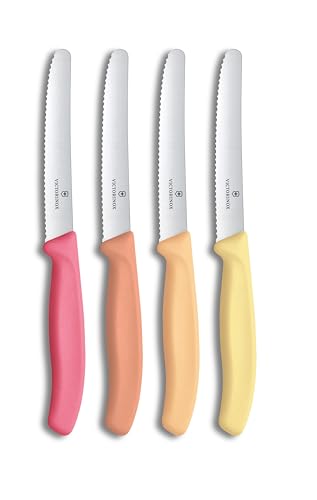 (-35%) Victorinox Brötchenmesser, 4er Set, 11 cm Wellenschliff, Orange