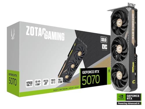 ZOTAC Gaming GeForce RTX 5070 Solid OC DLSS 4 12GB GDDR7 192-bit 28 Gbps PCIE 5.0 Gaming Graphics Card, IceStorm 2.0 Cooling, Spectra RGB...