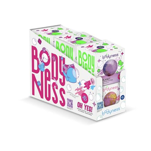 (-15%) BODYNESS Bath Bomb Galaxy 6er Pack - 6 Badekugel in Planetenform, schimmernde Badebomben für Hautpflege und Entspannung mit blumigem Duft & Argan-Öl, 6x 165g